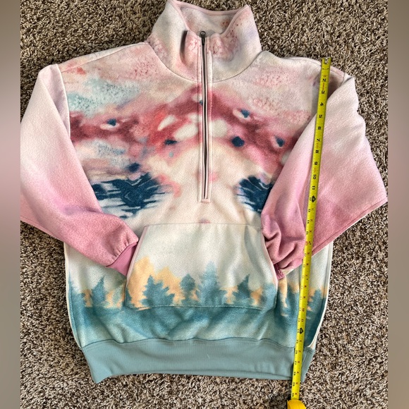 Anthropologie Pilcro Half Zip Multicolor Pullover Sweatshirt Scenic Rose Green - Picture 8 of 8